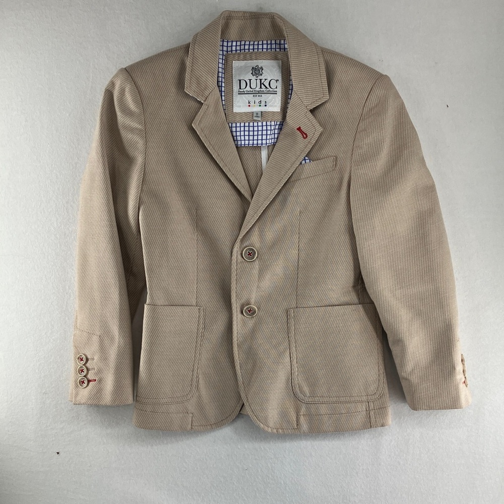 DUKE Kids Tan Blazer with Pocket Square - Size Boys 8